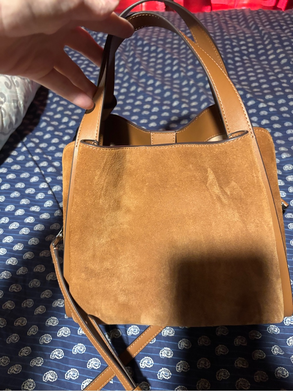 Kate spade small knotted Suede Bag with Leather Trim